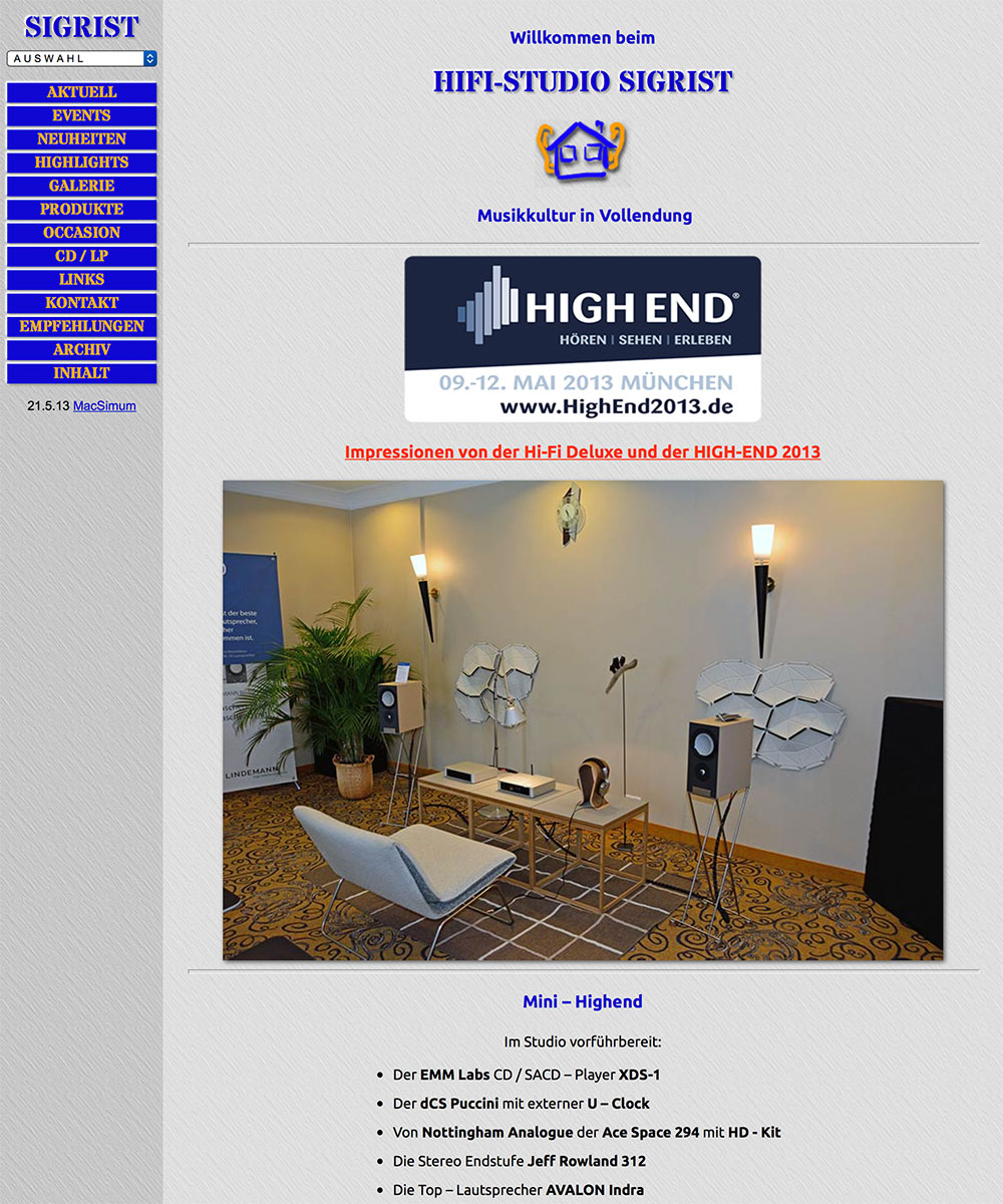 www.high-end.ch Bildschirm